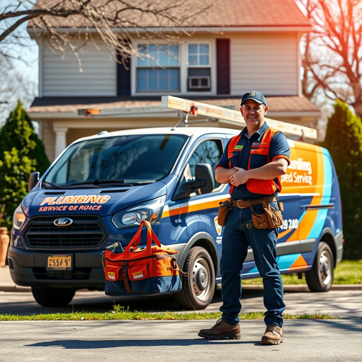 Ryan Water Systems service van outside a Cumberland, IN home along the National Road