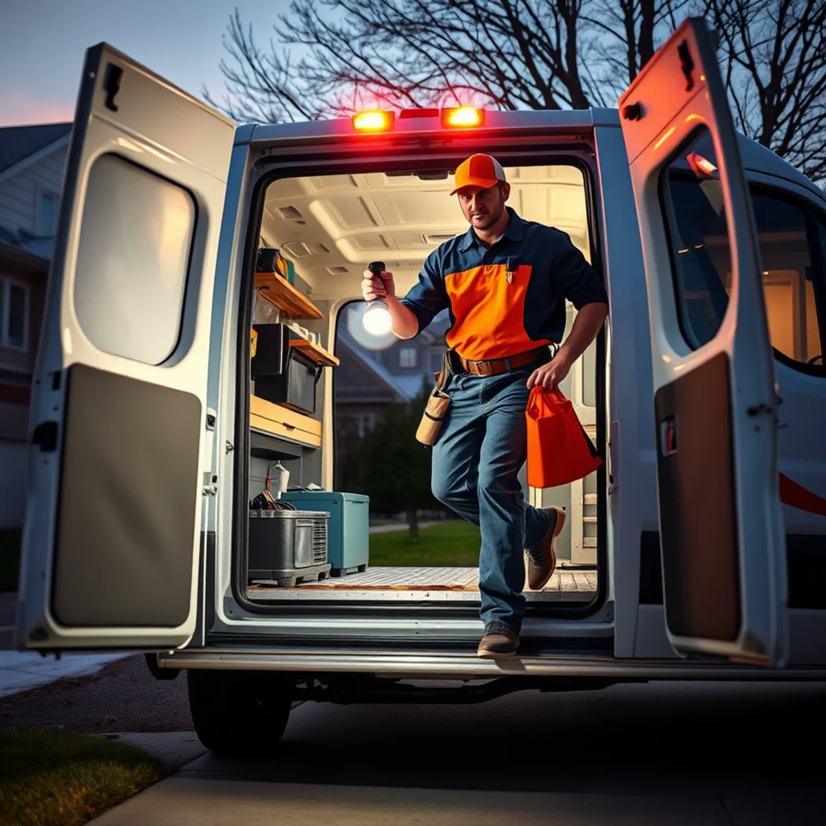 Ryan Water Systems emergency plumber shutting off a burst water line in an Indianapolis home