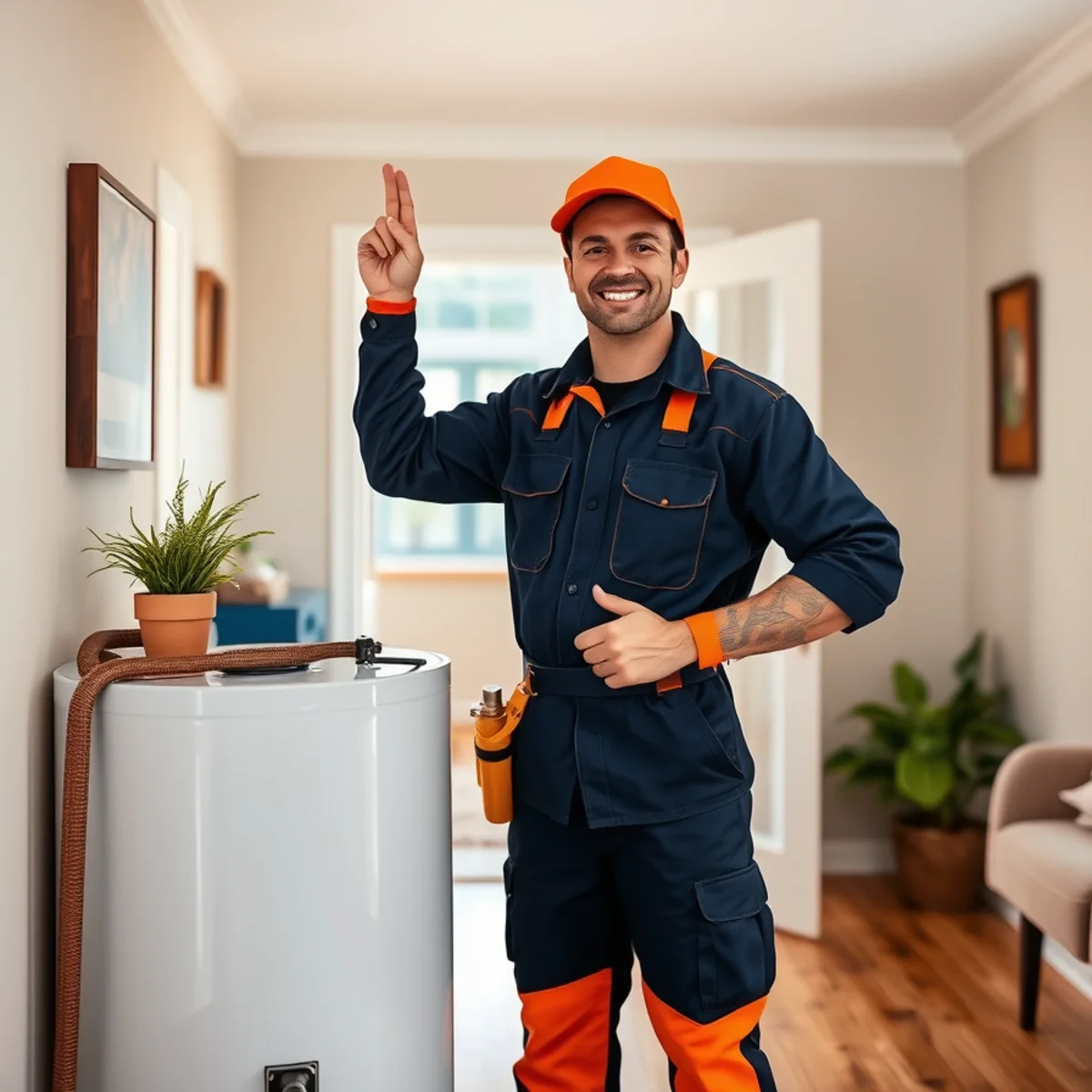 Ryan Water Systems plumber servicing a water heater in an Indianapolis home