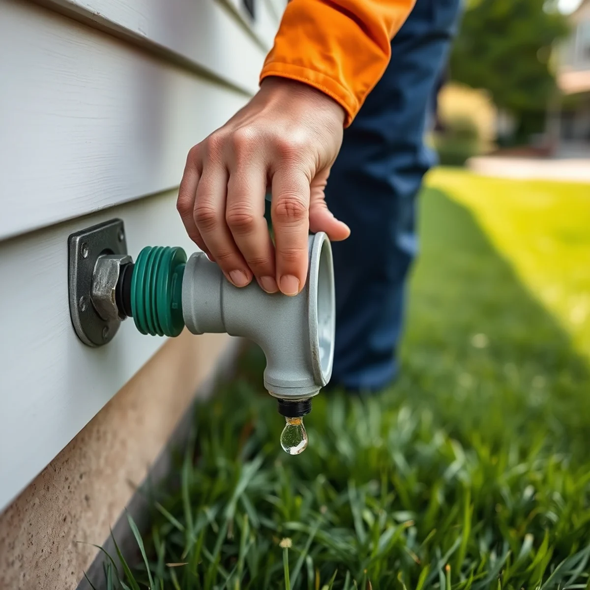 Checking an outdoor hose bib in summer
