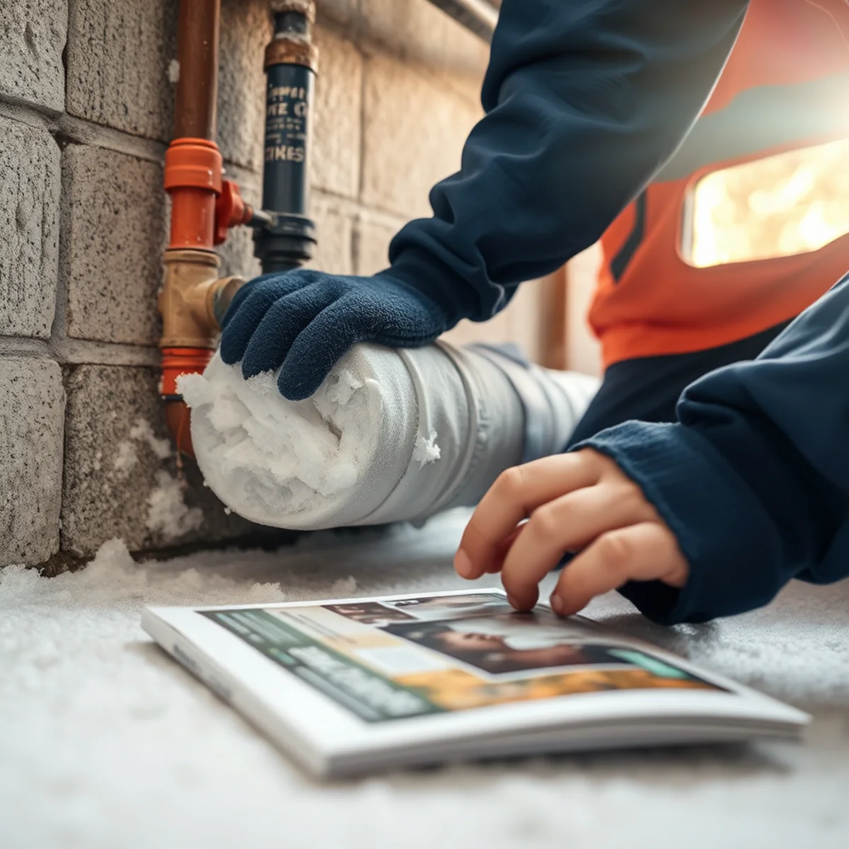 Insulated pipes protected against winter freeze