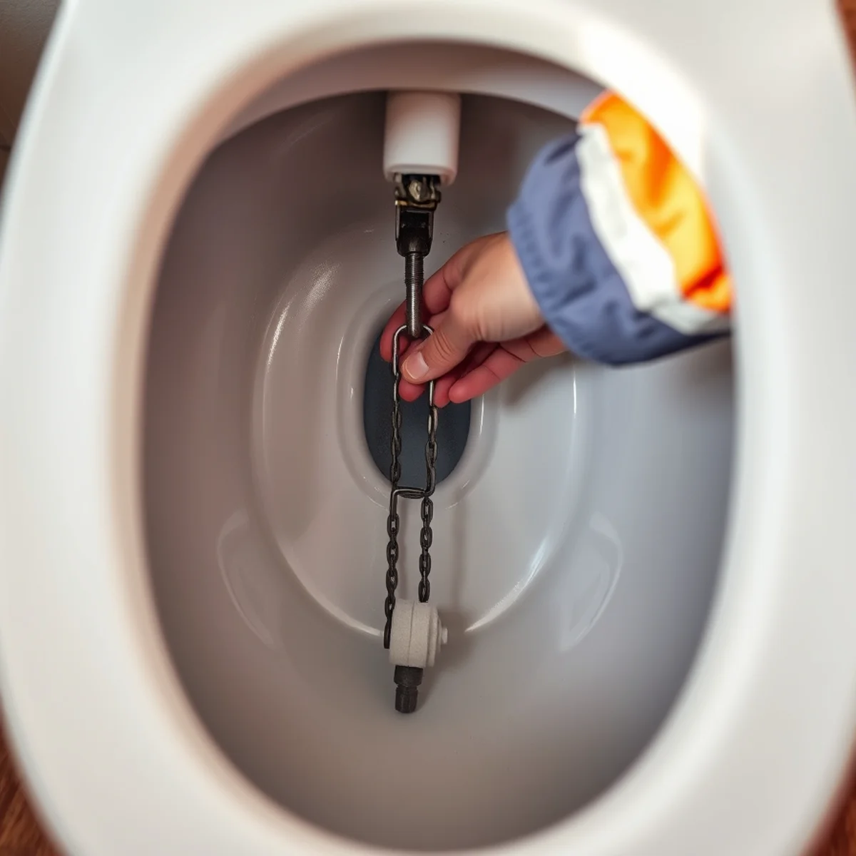 Toilet lift chain connecting the flush lever to the flapper